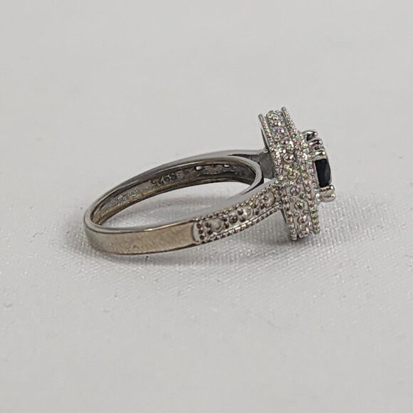 925 Sterling Silver Black Square Stone Ring Size 9 - Picture 3 of 8